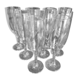 Set of 9 vintage glass champagne flutes
