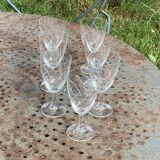 7 vintage crystal and chiseled glass wine glasses