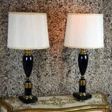 Paire de lampes laquées noires