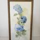 Tableau Aquarelle Fleurs Hortensia Signé J. Verne