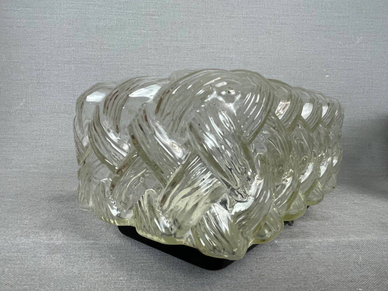 Small rectangular glass flush mount ceiling or wall lamp vintage