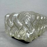 Small rectangular glass flush mount ceiling or wall lamp vintage