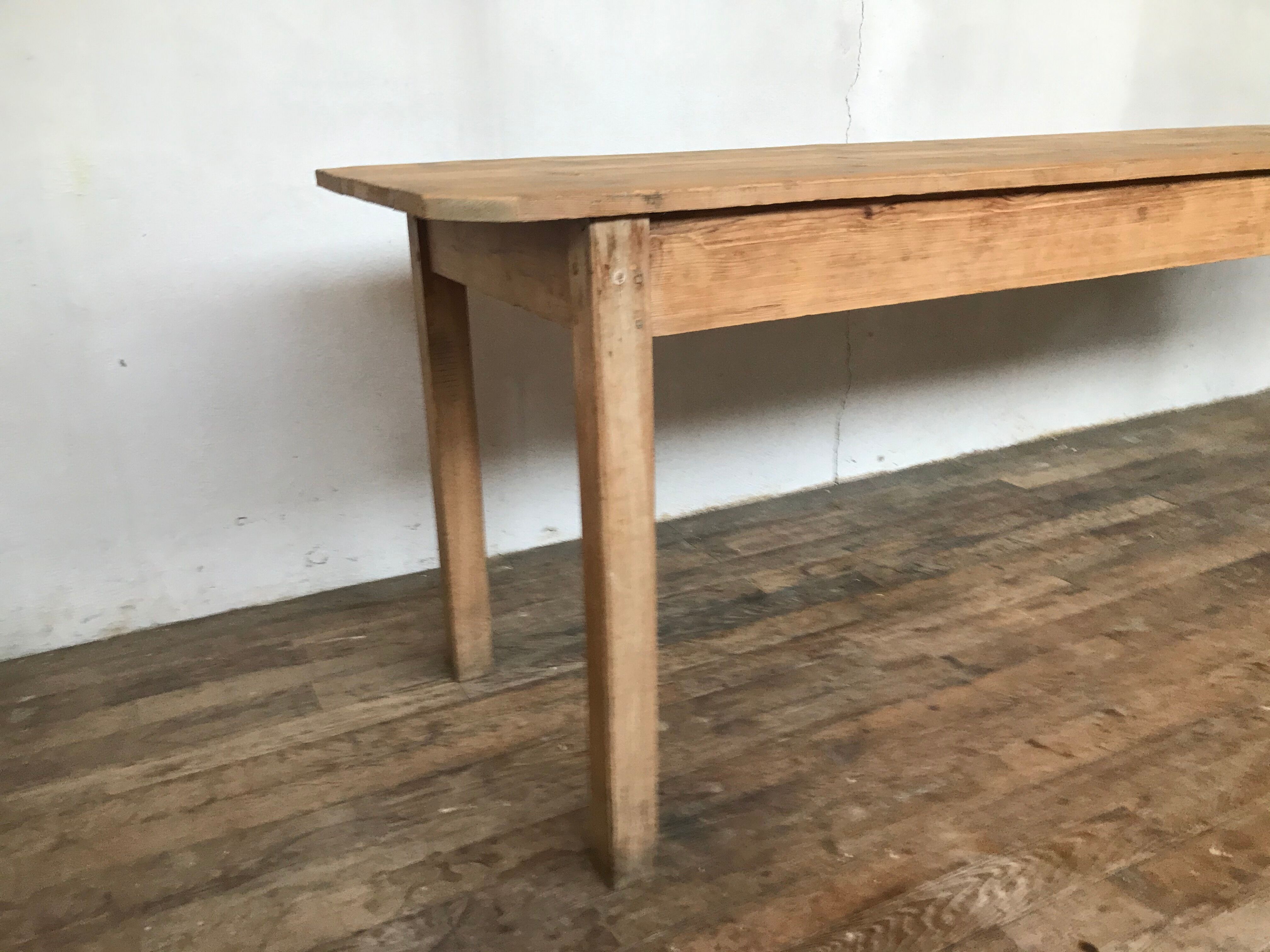 Old and large farm table early 20th shabby bistro fir