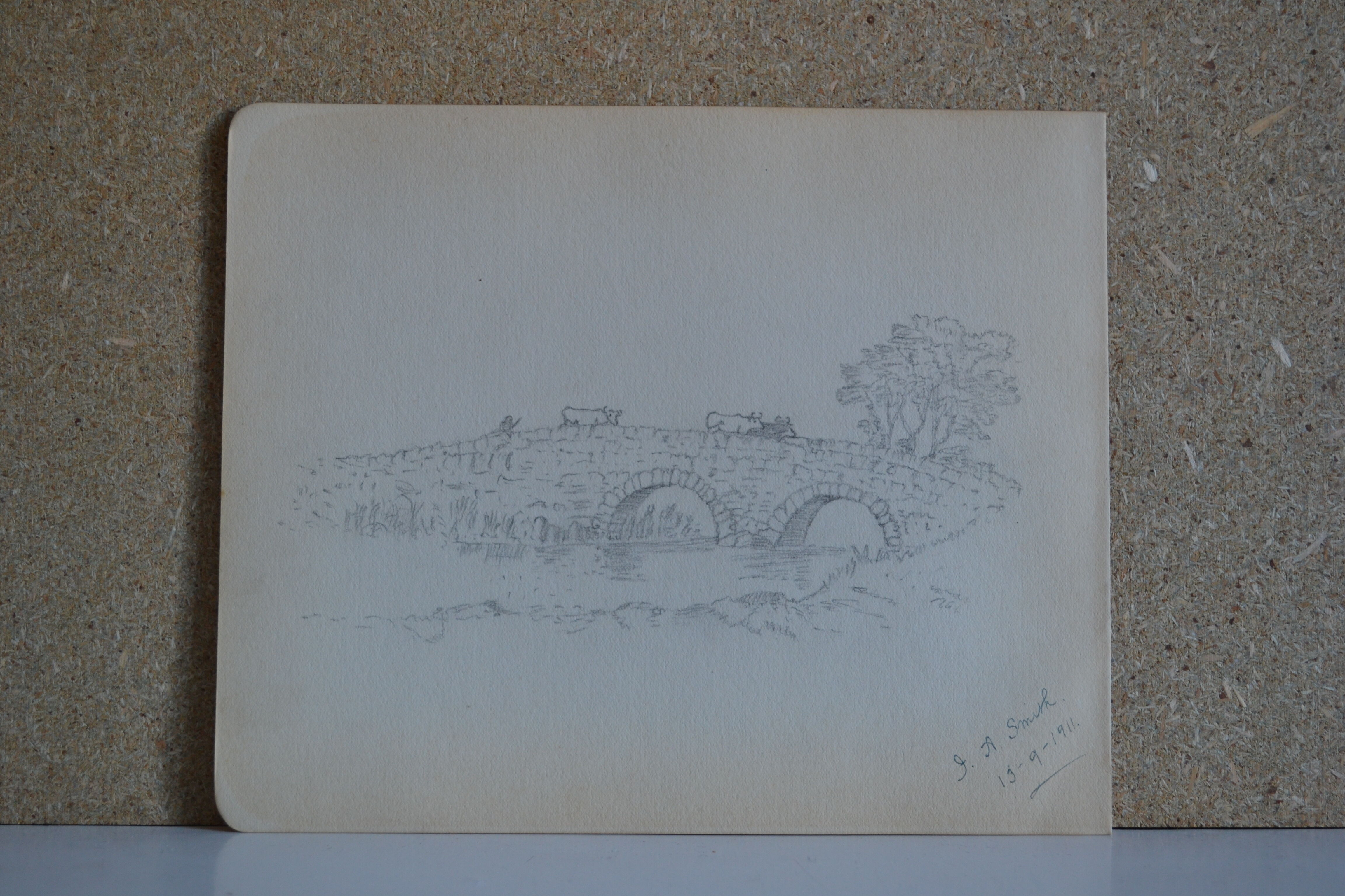Pencil drawing english countryside circa 1910