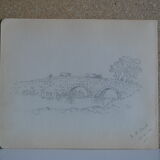 Pencil drawing english countryside circa 1910