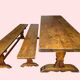 Oak monastery table with 2 original benches