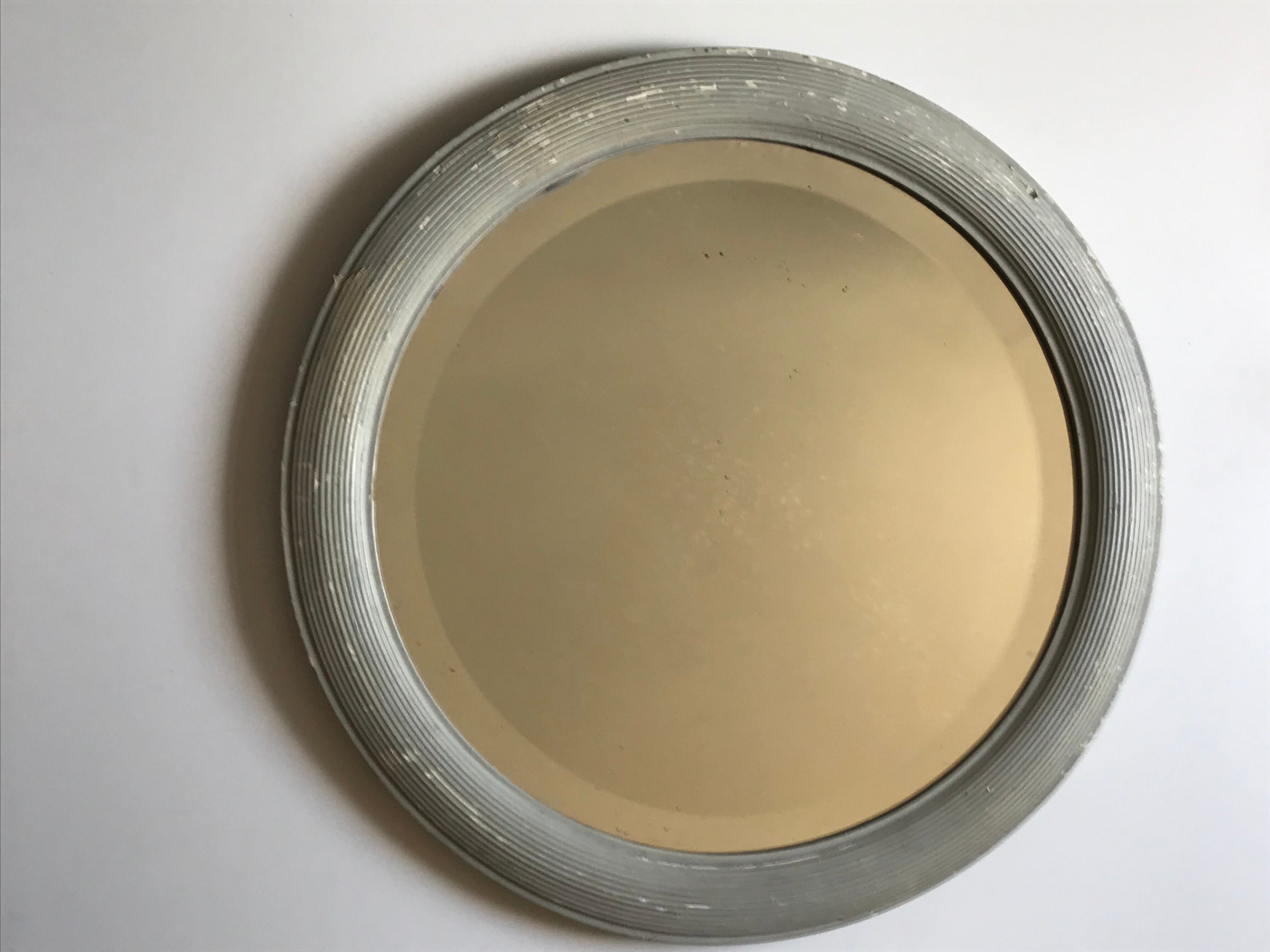 Vintage wood round mirror 1950