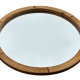 Vintage 70s round pine mirror Swedish design