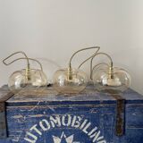 Set of three glass hanging lamps