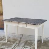 Old patinated bistro table with one drawer - 1m20