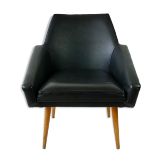 Fauteuil de salon similicuir noir des années 60