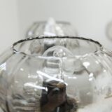 See Delmas chandelier, 3 arms, black and gold, clear glass, 1960