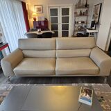 Roche Bobois grey leather 3-seater sofa