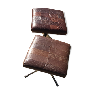 Deux tabourets cuir et métal Danemark années 60