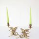 Pair of 19th century gilded brass “chimera” candlesticks