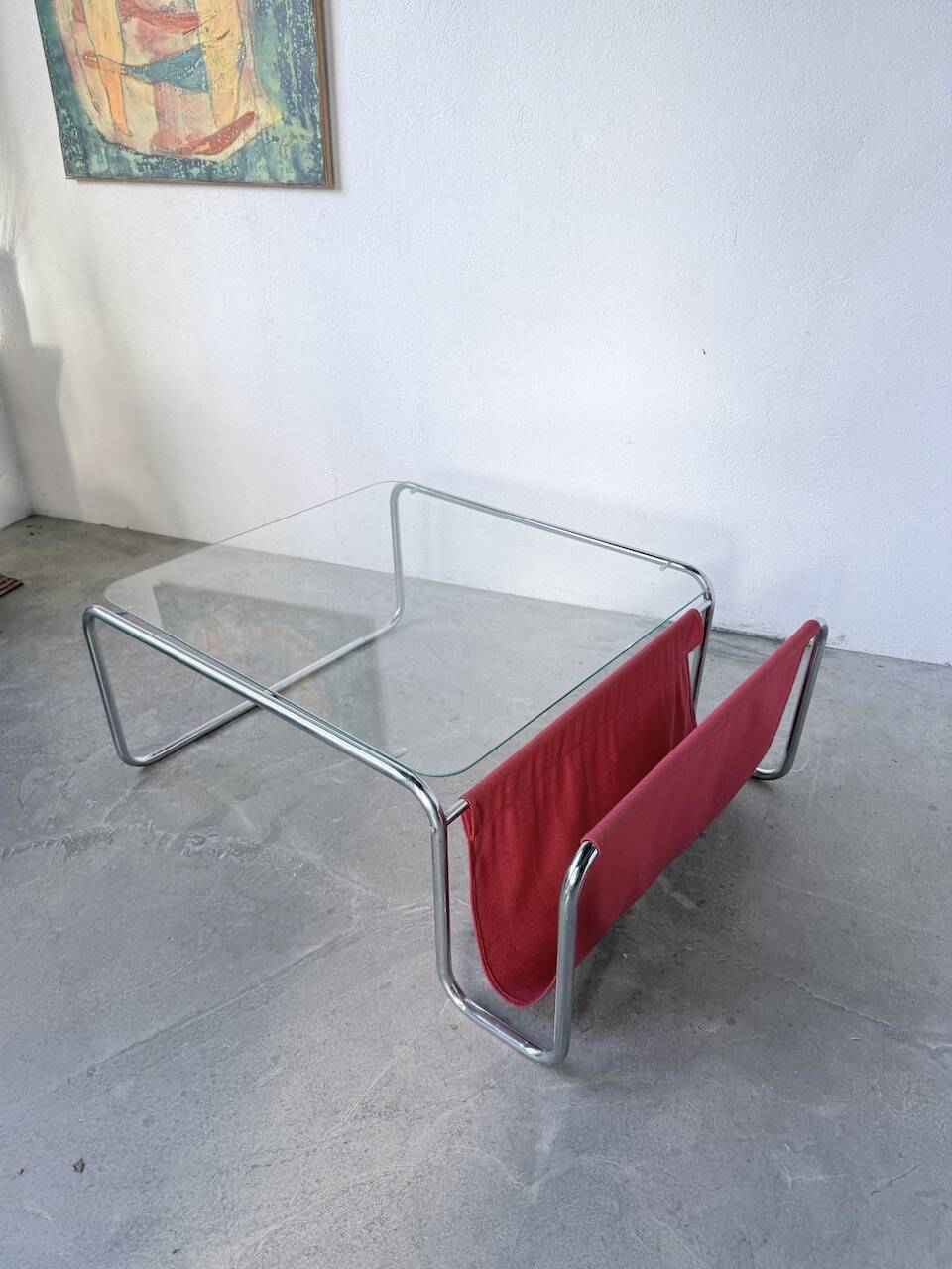 Table basse moderniste Bauhaus en acier tubulaire