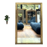 Pearled fireplace mirror 162.5/107.5cm gilded with gold leaf, fireplace trumeau, mirror.