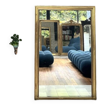Pearled fireplace mirror 162.5/107.5cm gilded with gold leaf, fireplace trumeau, mirror.