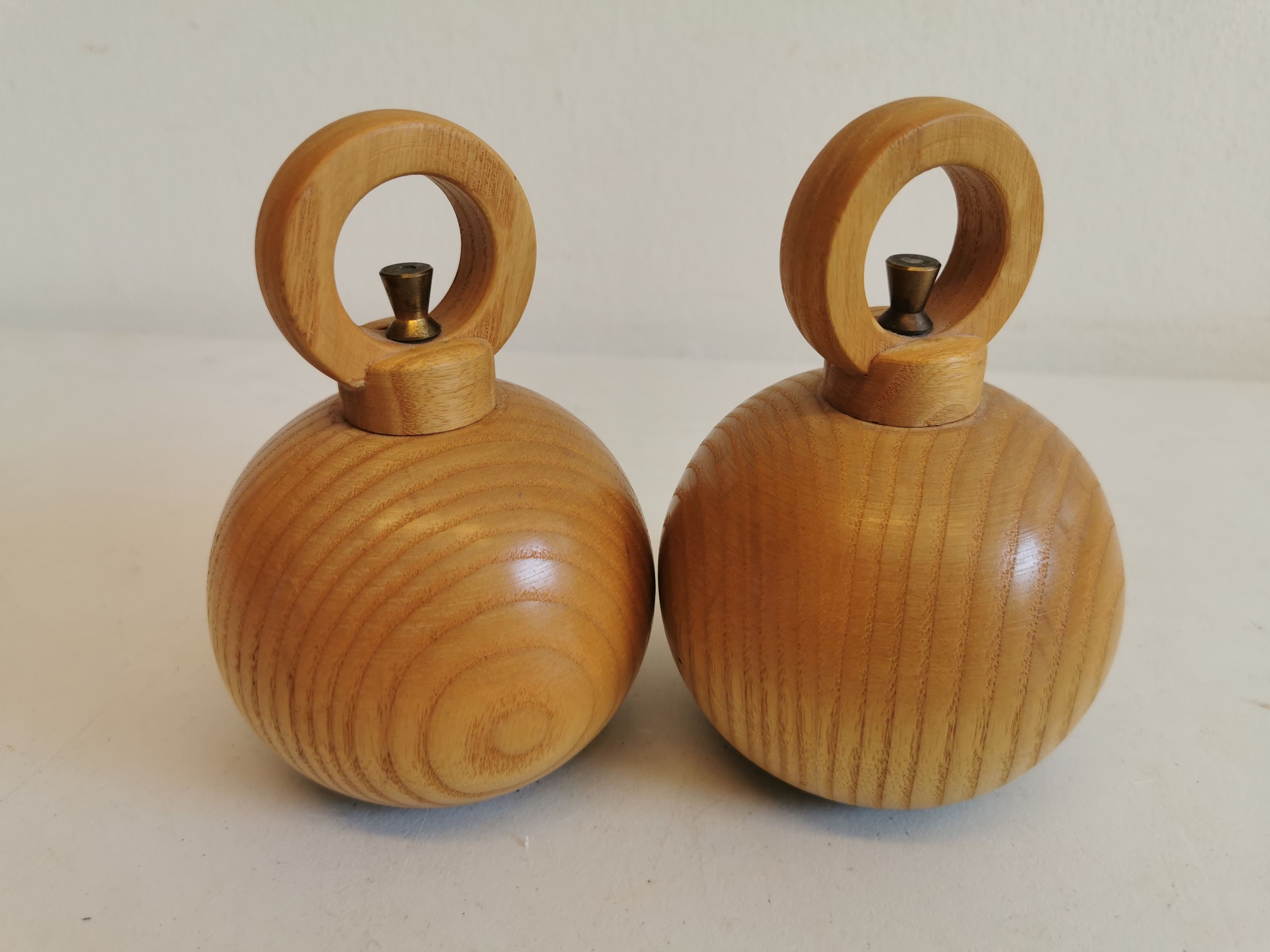 A set of pepper and salt grinders designed by c jorgensen for bodum denmark. Late 20th century.