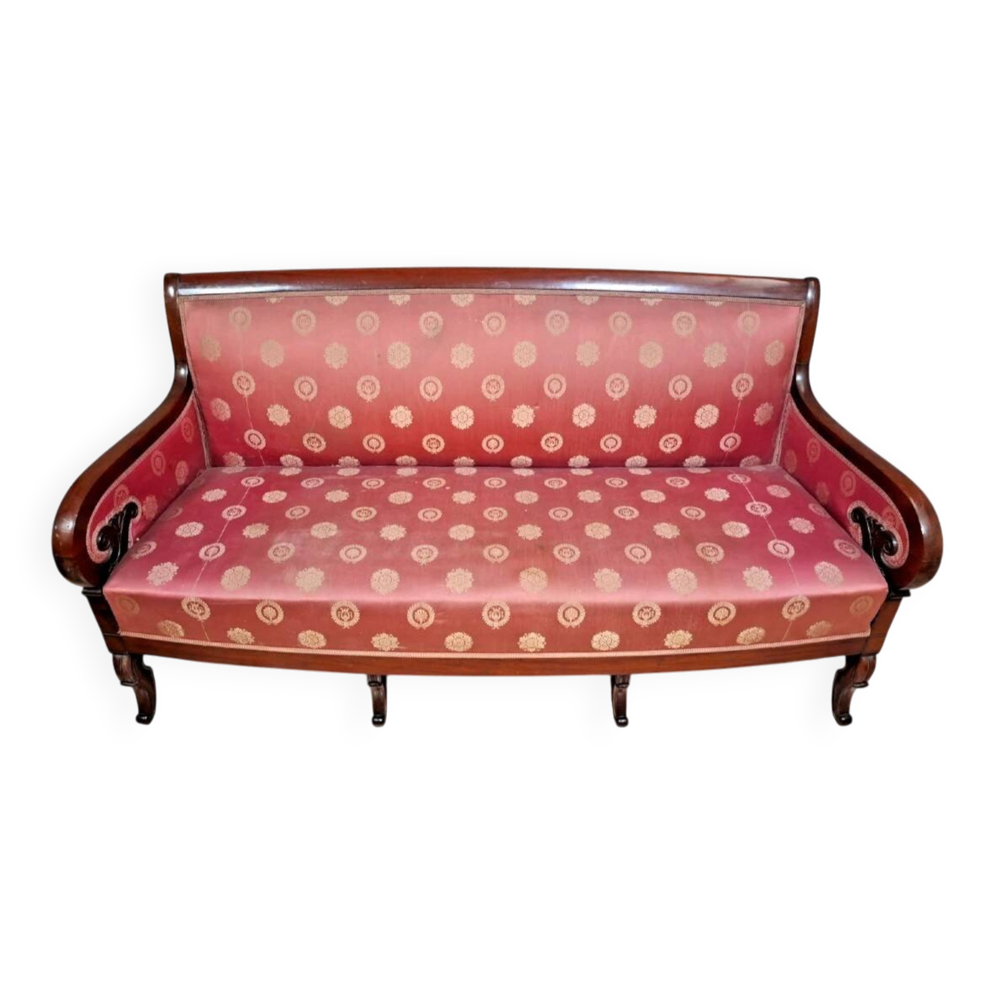 Canapé / Banquette d'époque Restauration / Empire en acajou.