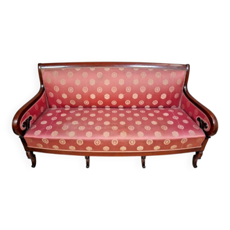 Restoration / Empire period canapé / banquette in mahogany.
