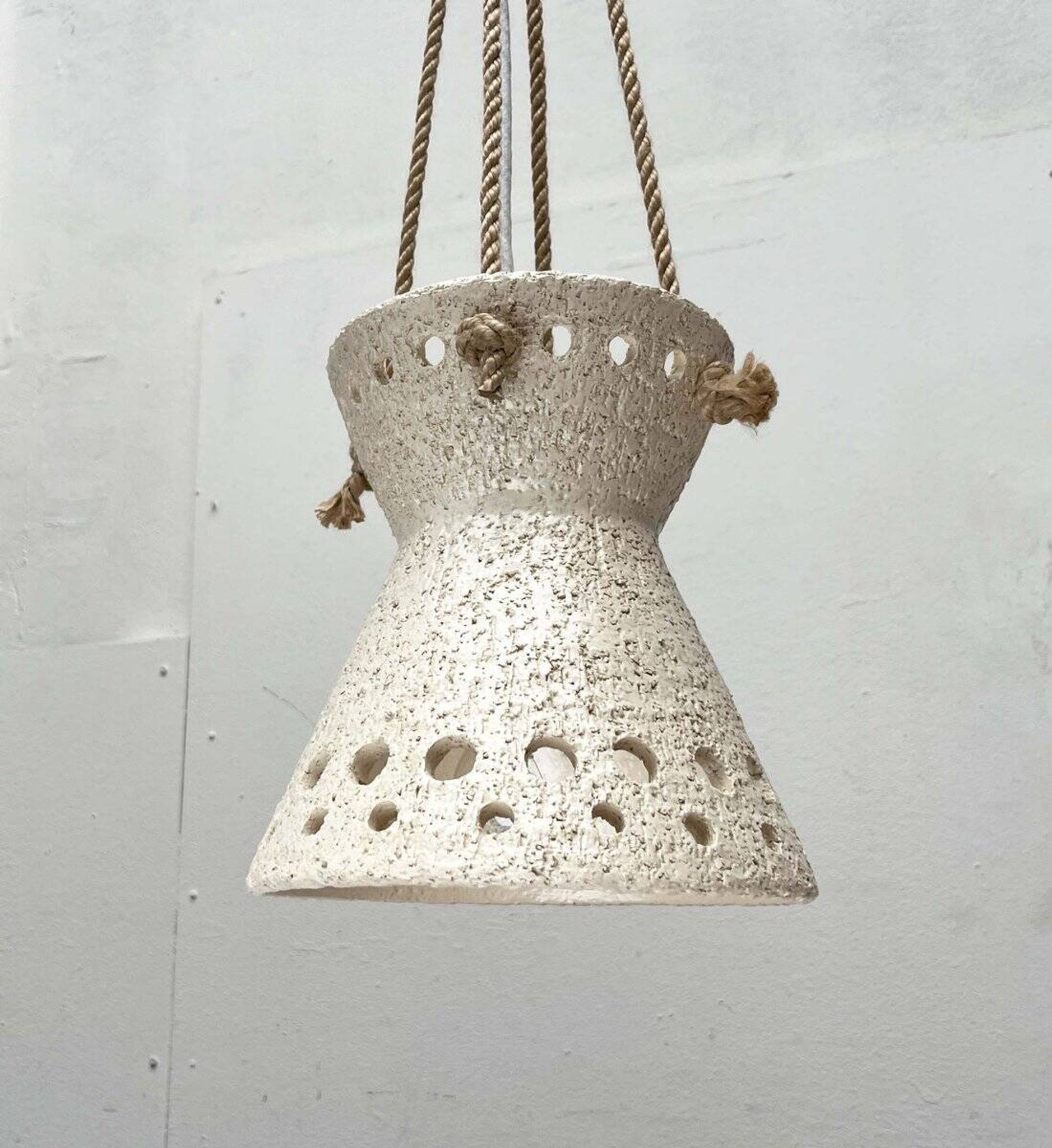White ceramic pendant lamp in mid-century modern Danish style, 1960s.