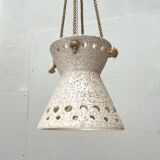 White ceramic pendant lamp in mid-century modern Danish style, 1960s.