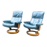 Fauteuils en cuir Stressless par Ekornes, Norvège, 1980, set de 2
