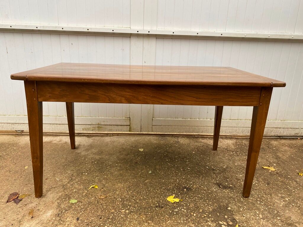 Solid oak dining farmhouse table with 2 drawers 1950 135x75x72cm