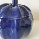 Large vintage soup tureen in glazed ultramarine ceramic