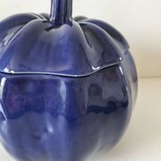 Large vintage soup tureen in glazed ultramarine ceramic