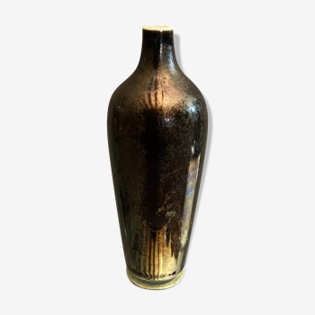Iridescent ceramic soliflore vase early XXth GDV Bruère Girault Demay Vignolet