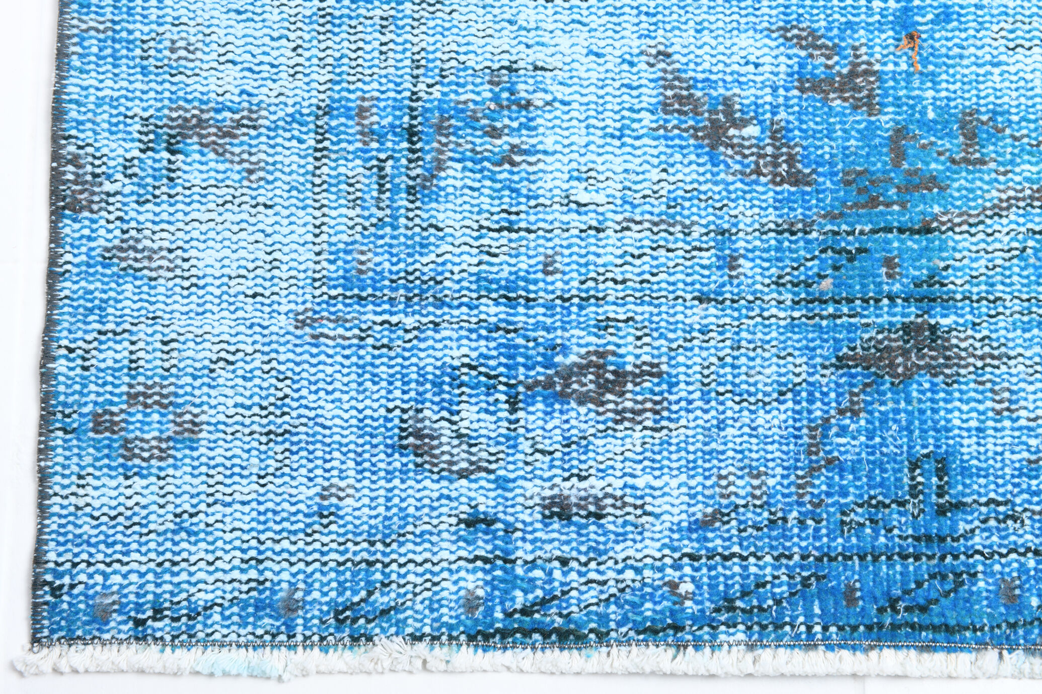 2x9 di̇stressed blue oushak runner rug, 282x75cm