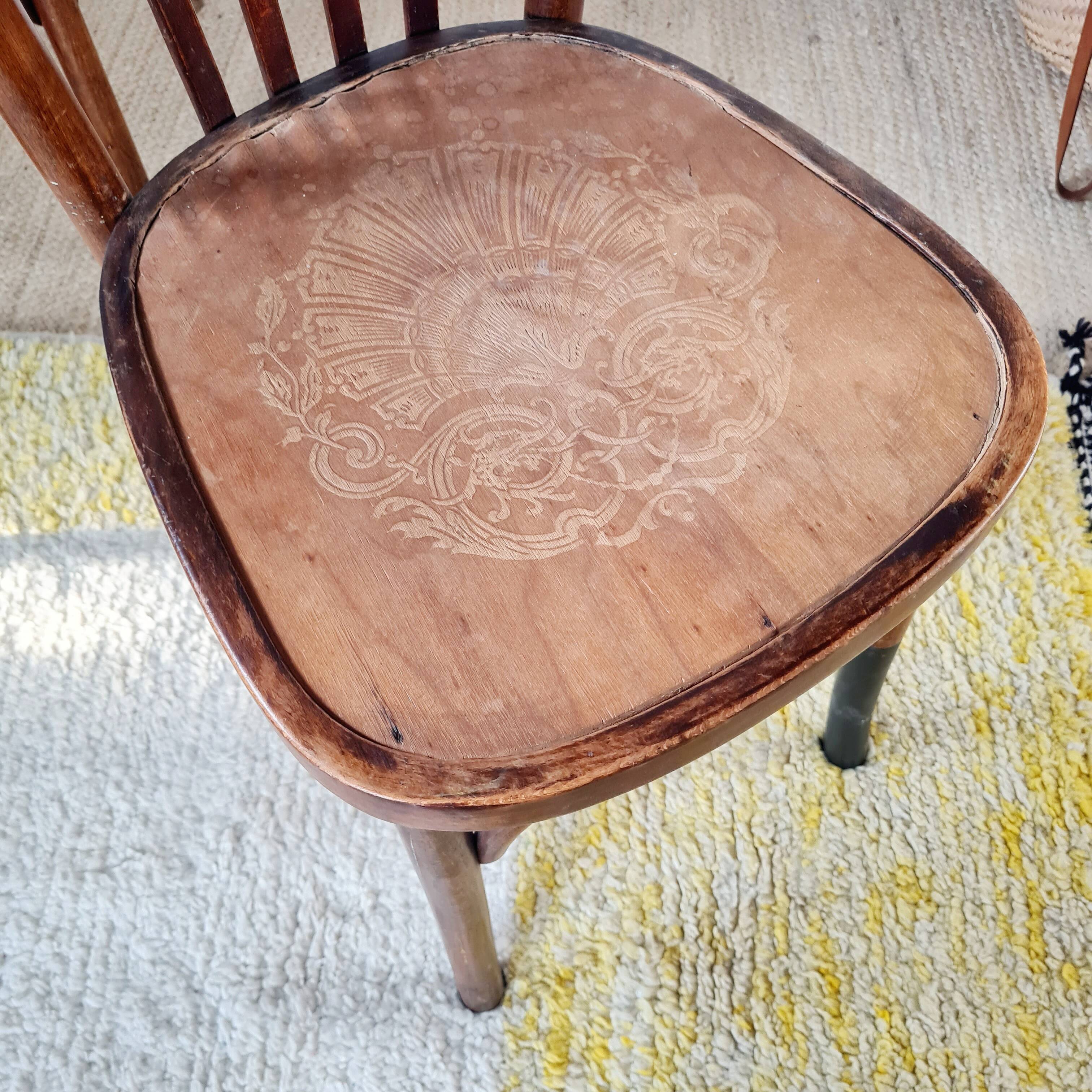 Pair of vintage wooden bistro chairs