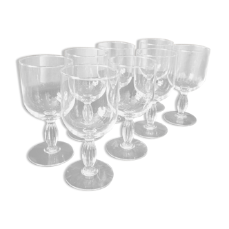 Set of 8 wine glasses in crystalline