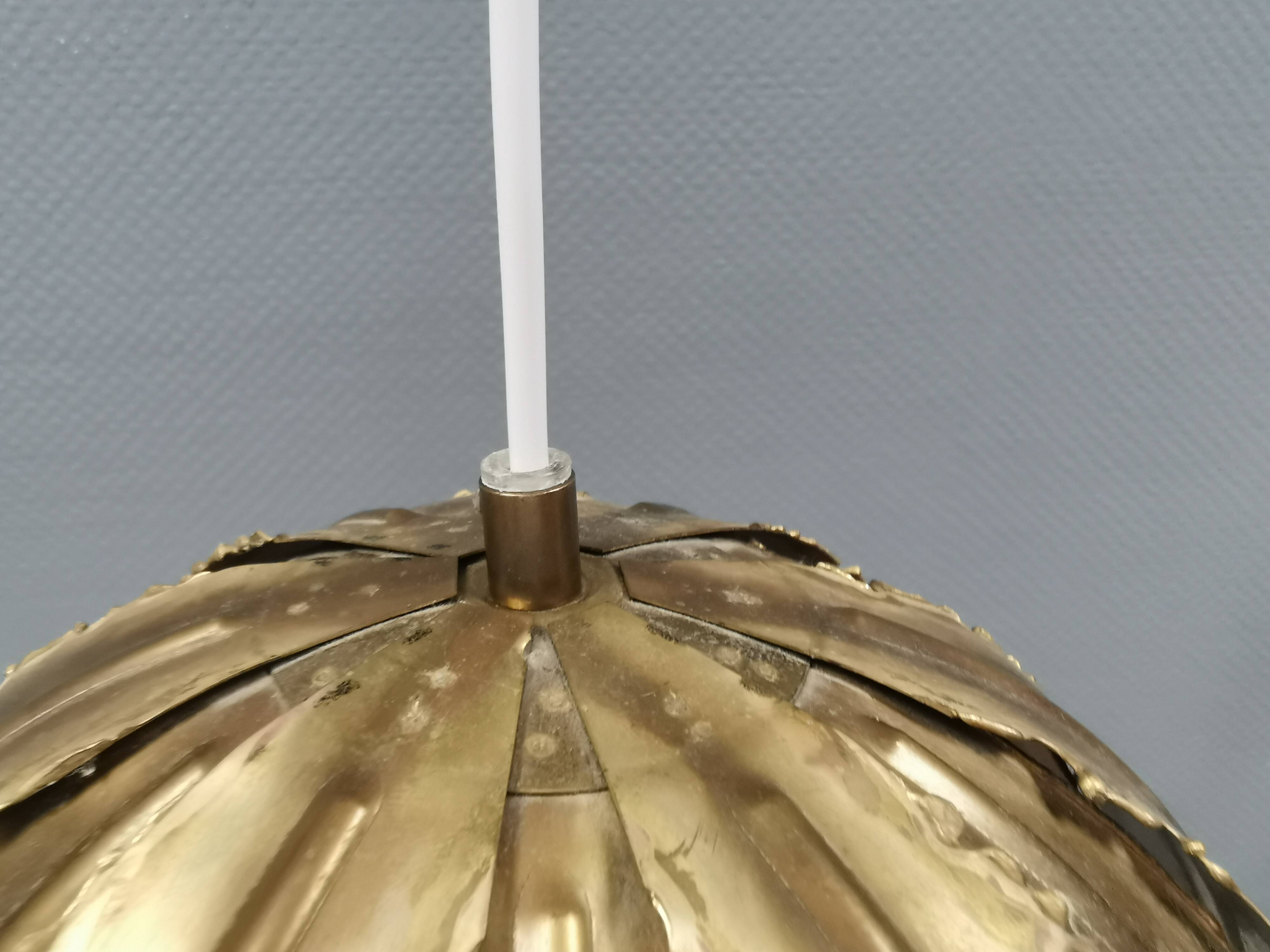 Brutalist flame-cut brass hanging lamp, by Svend Aage Holm Sørensen (SAHS)