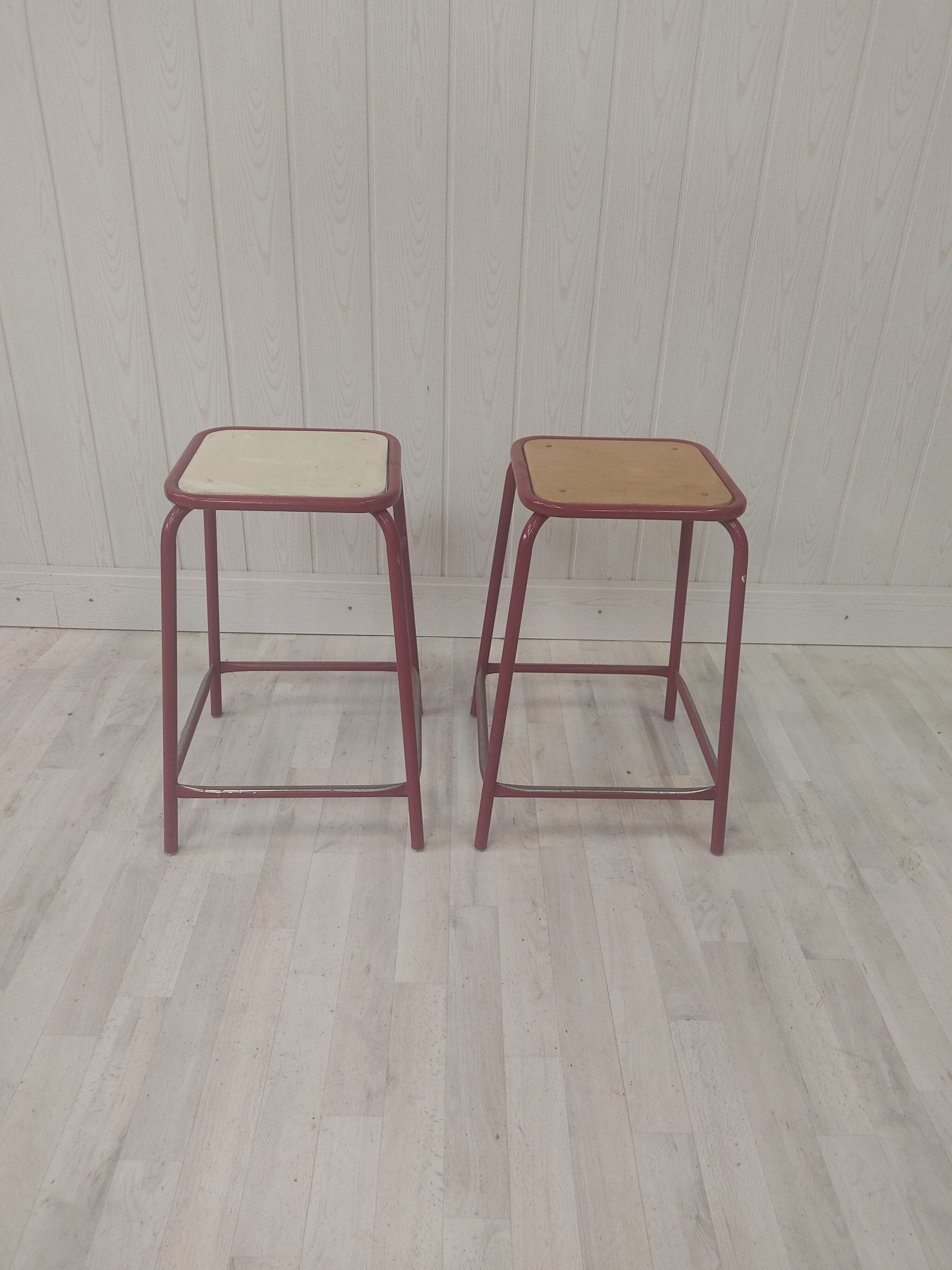 Pair of vintage school stools
