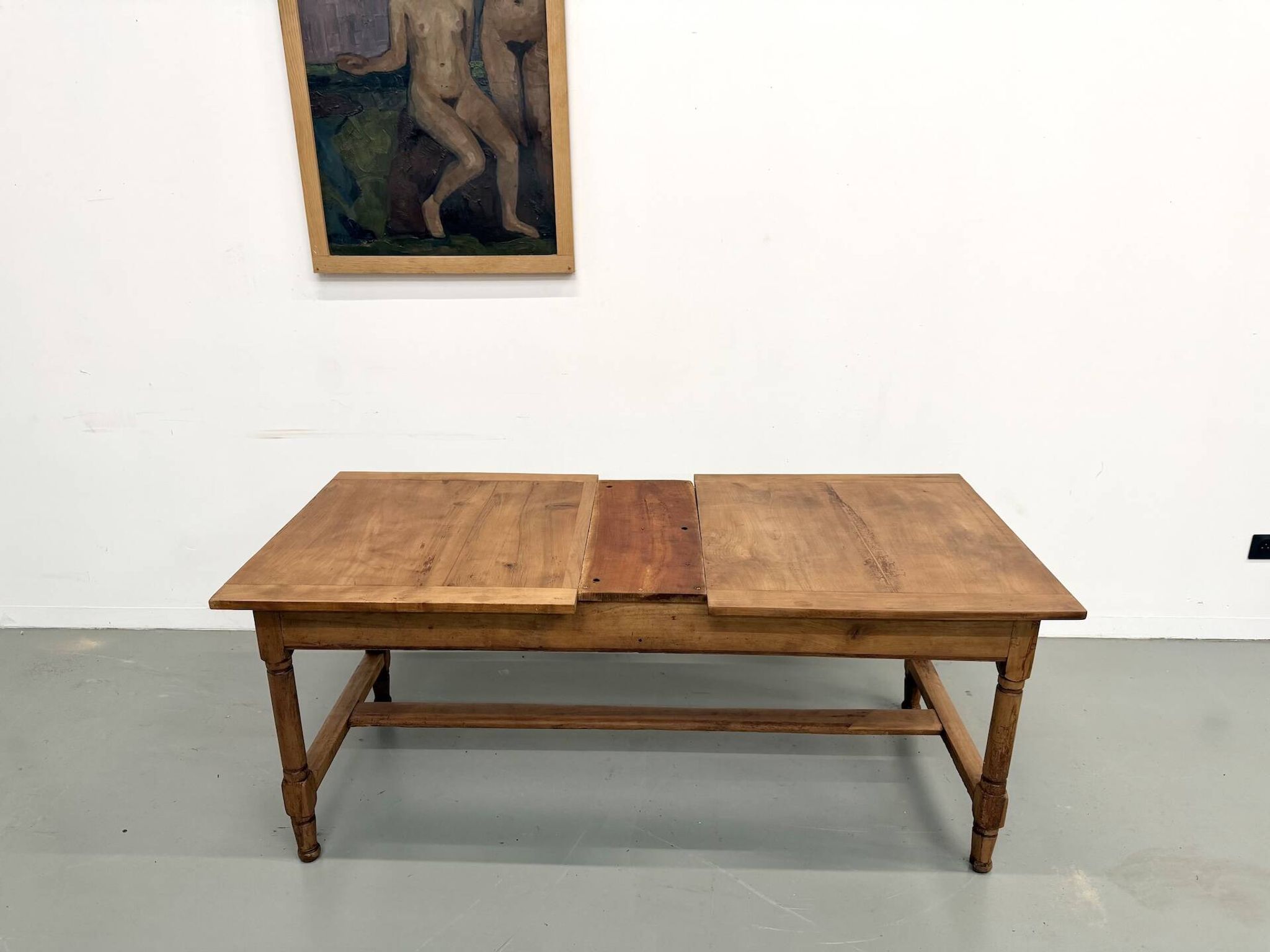 Grande table de ferme à rallonges en merisier massif - Années 1900