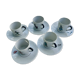 Lot de 4 tasses et soucoupes anciennes, décor Arlequin