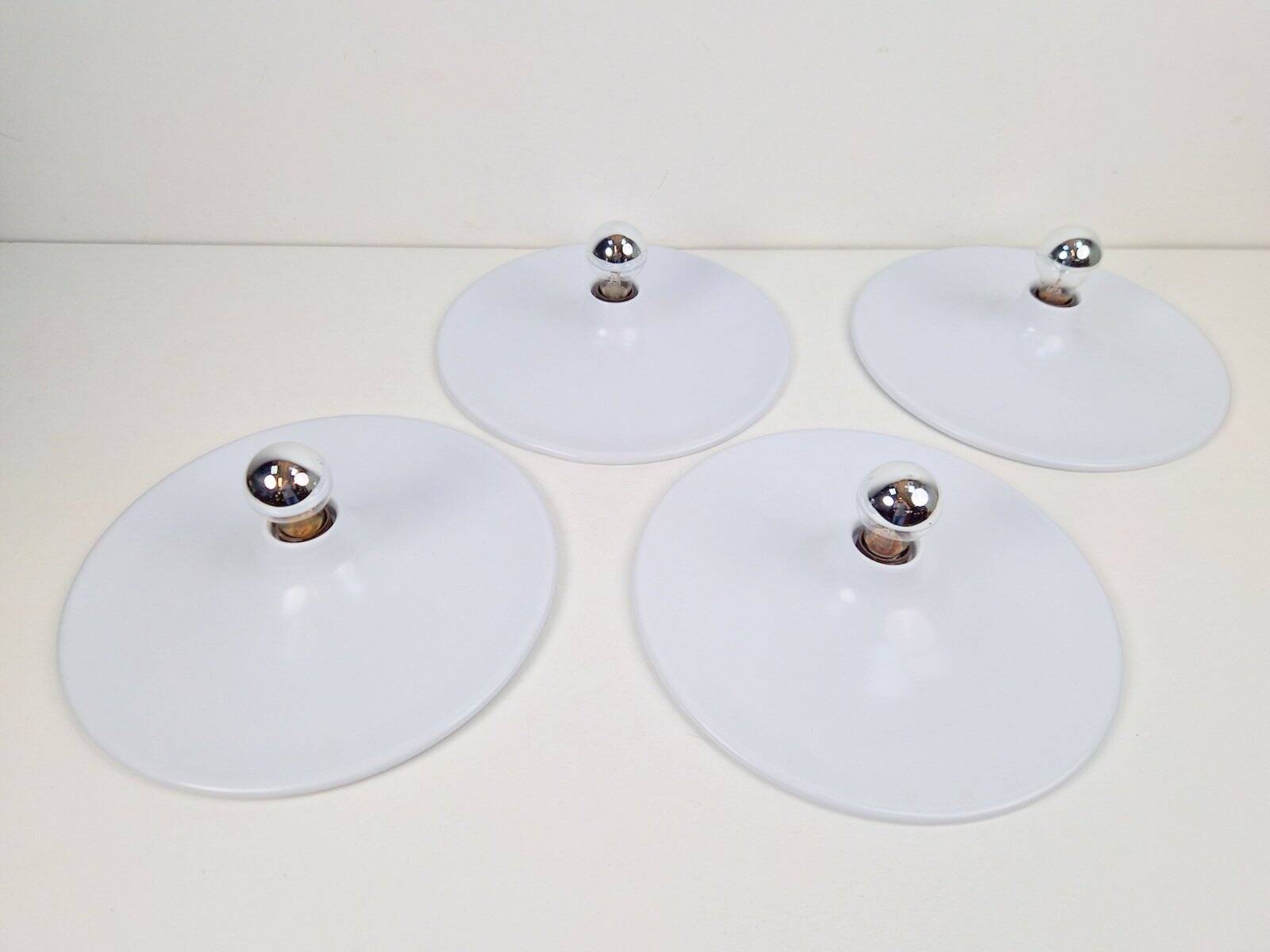 Vintage White UFO Disc Wall Lamps from Targetti Sankey, 1970s, Set of 4