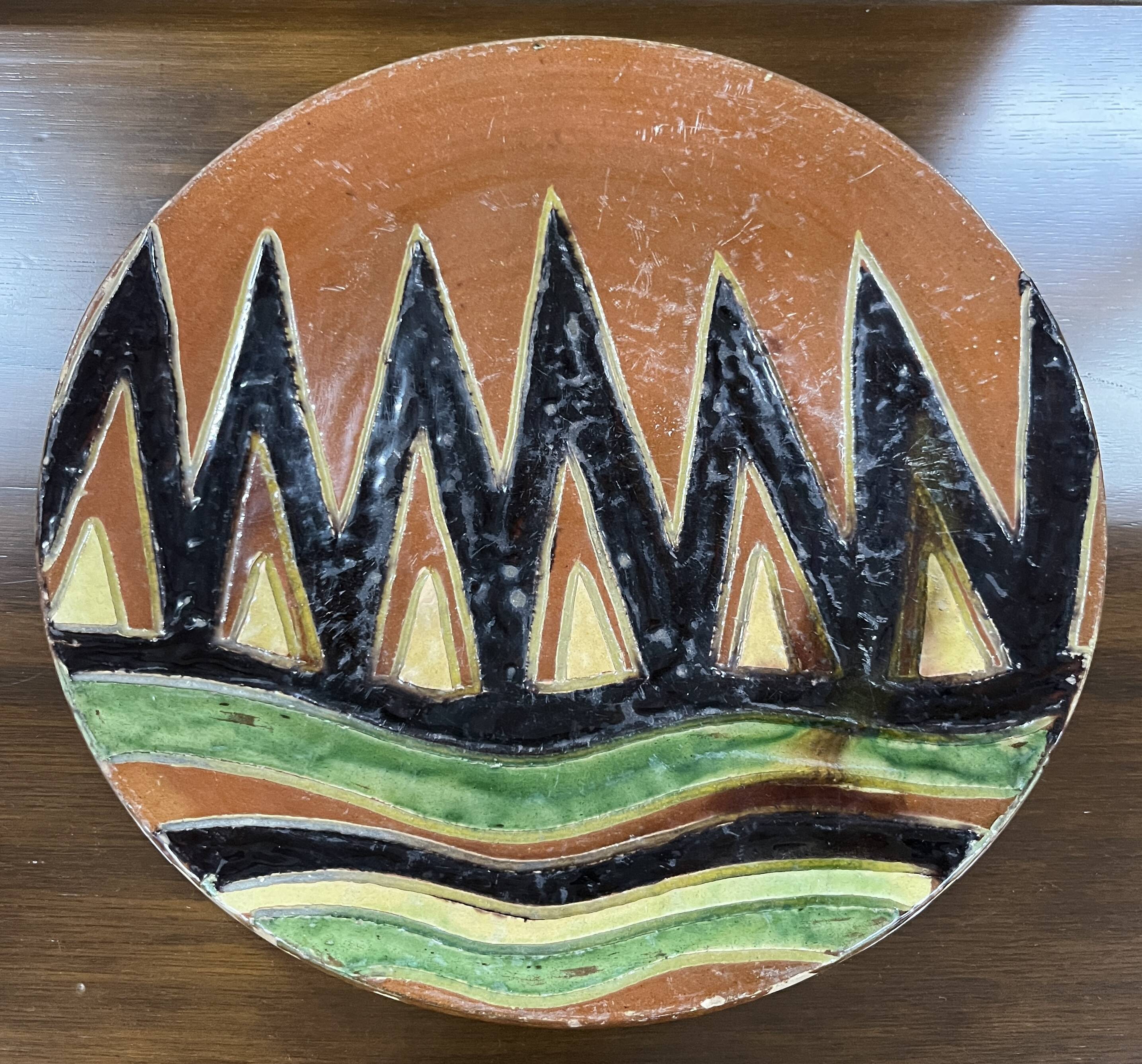 Large ceramic dish by Giraud Biot