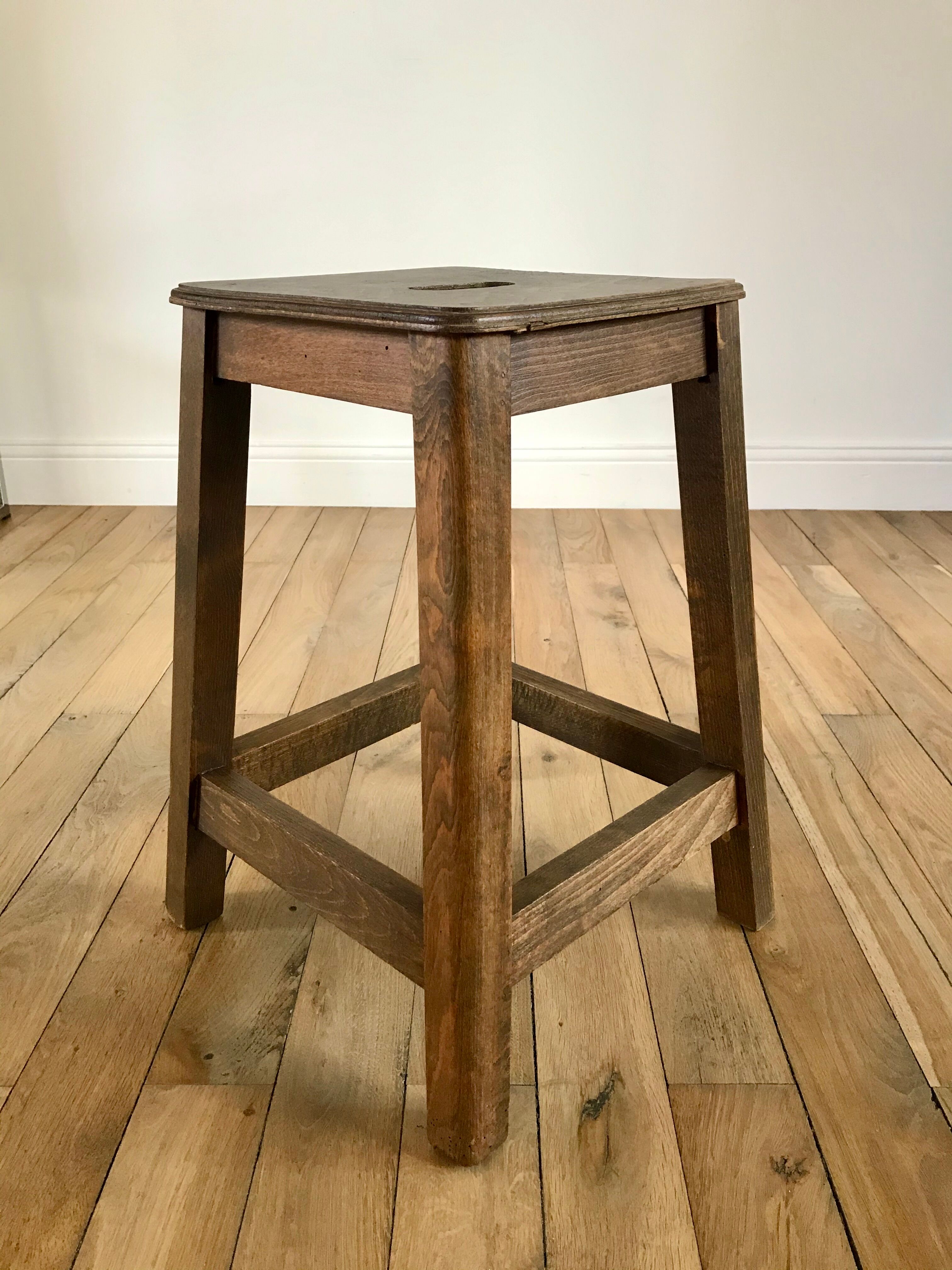 1950s wooden workshop stool