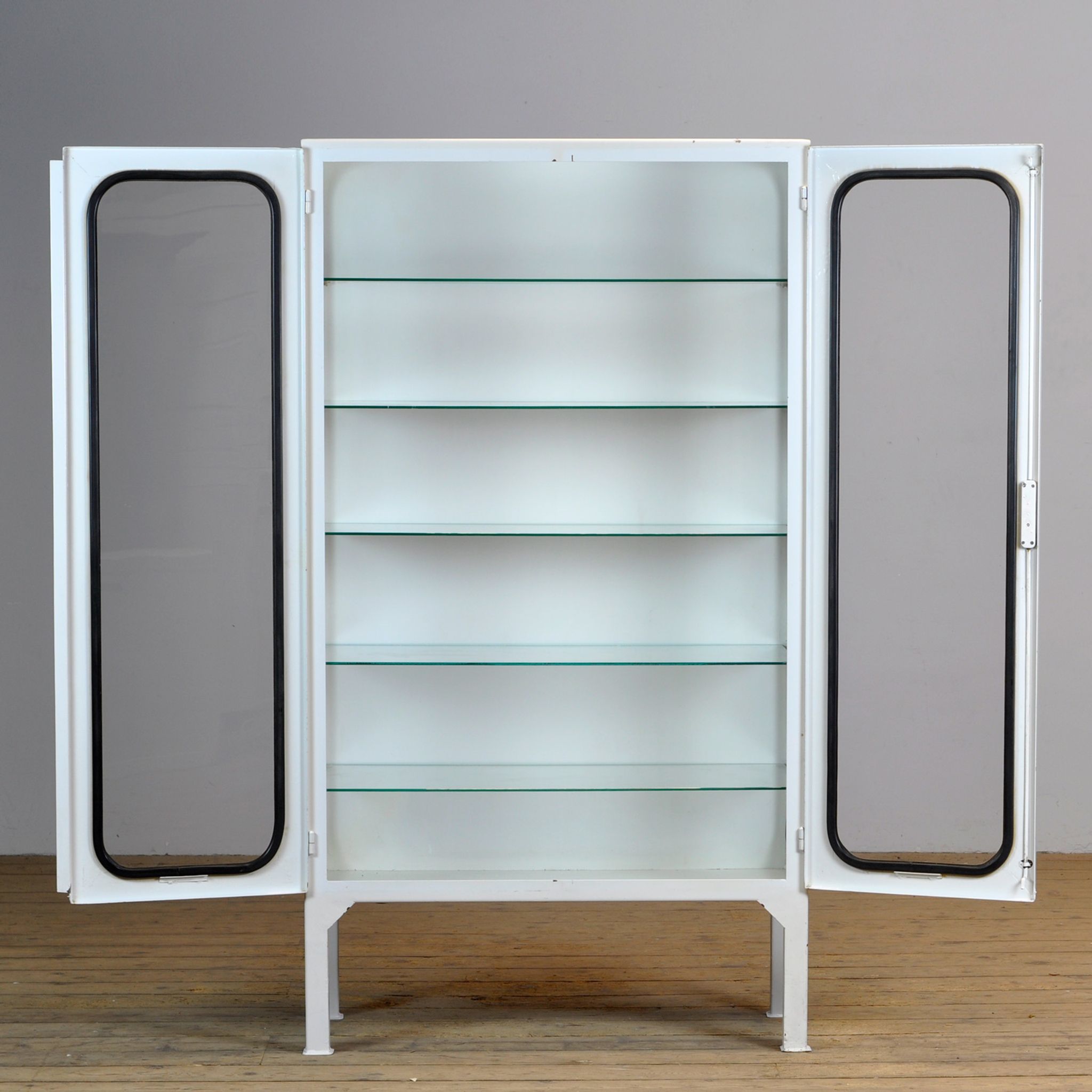Glass & Iron Medical Cabinet, 1970s