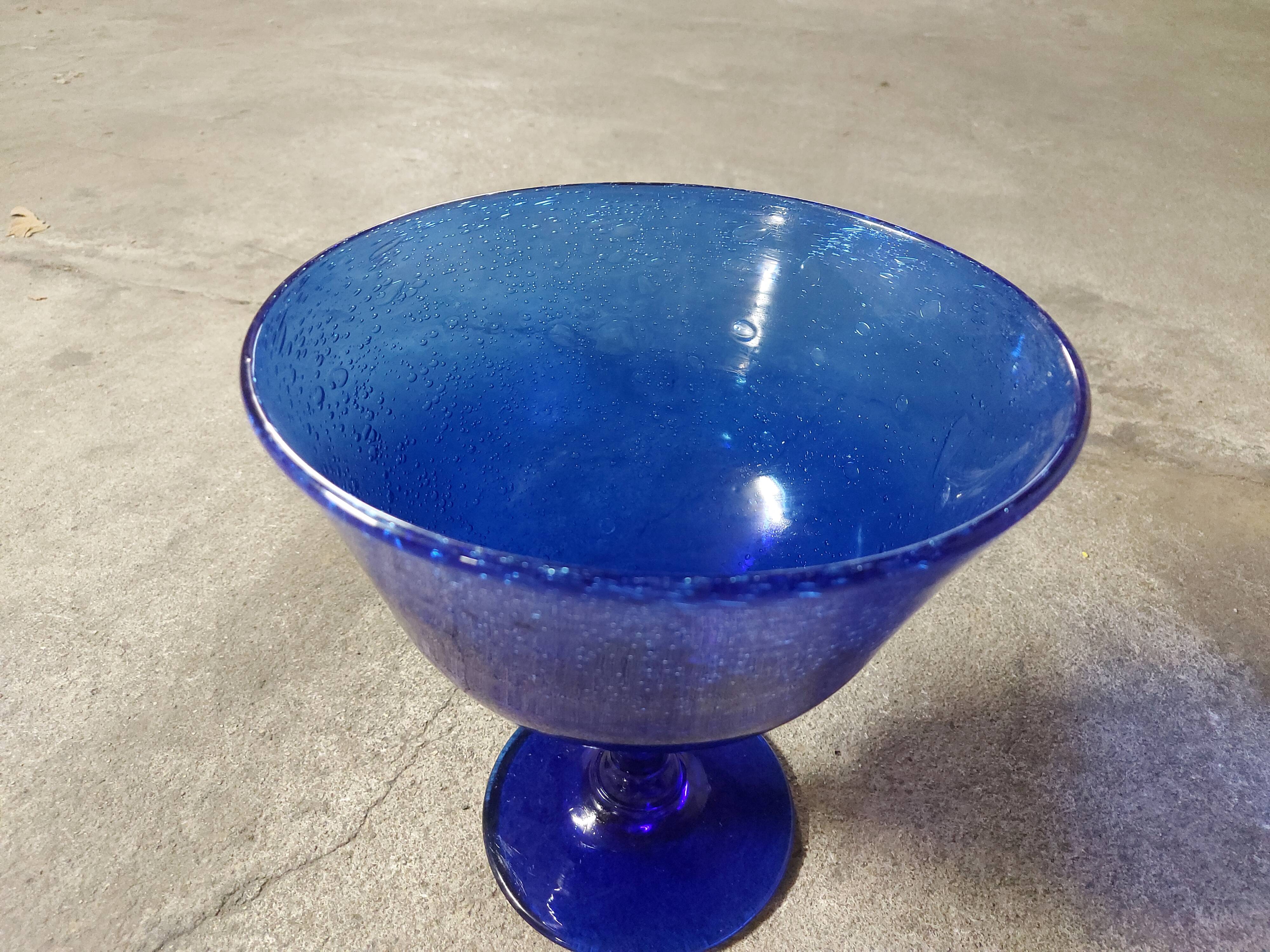 Glass cup of Biot, cobalt blue