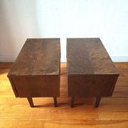 Pair of modernist bedside tables in veneered wood, 1950s-60s