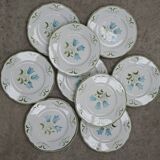 9 assiettes à desserts floral vintage peintes main Badonvillers