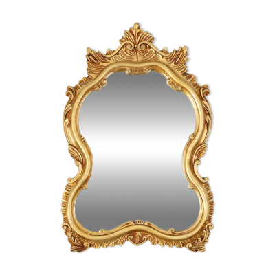 Miroir doré de style baroque du milieu du siècle, France, années 1950