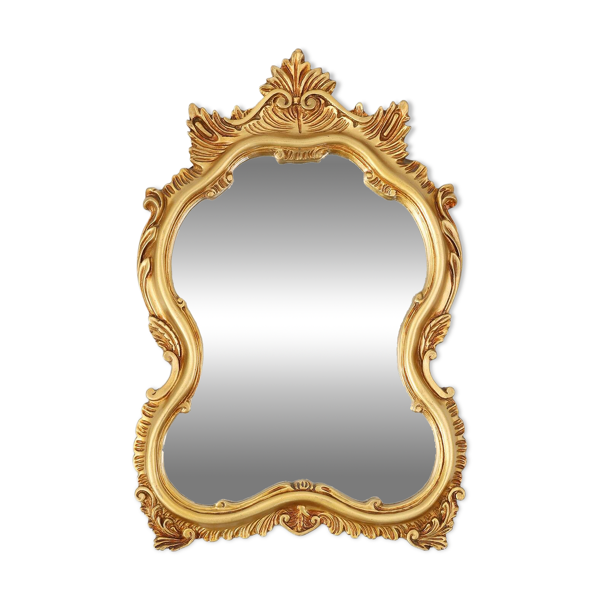 Miroir doré de style baroque du milieu du siècle, France, années 1950