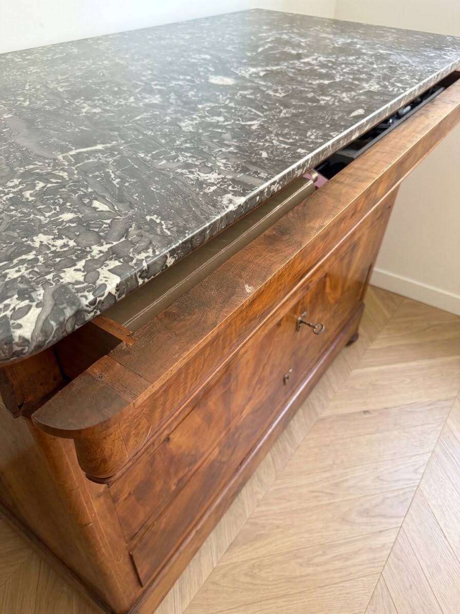 Antique Empire commode in wood with marble top