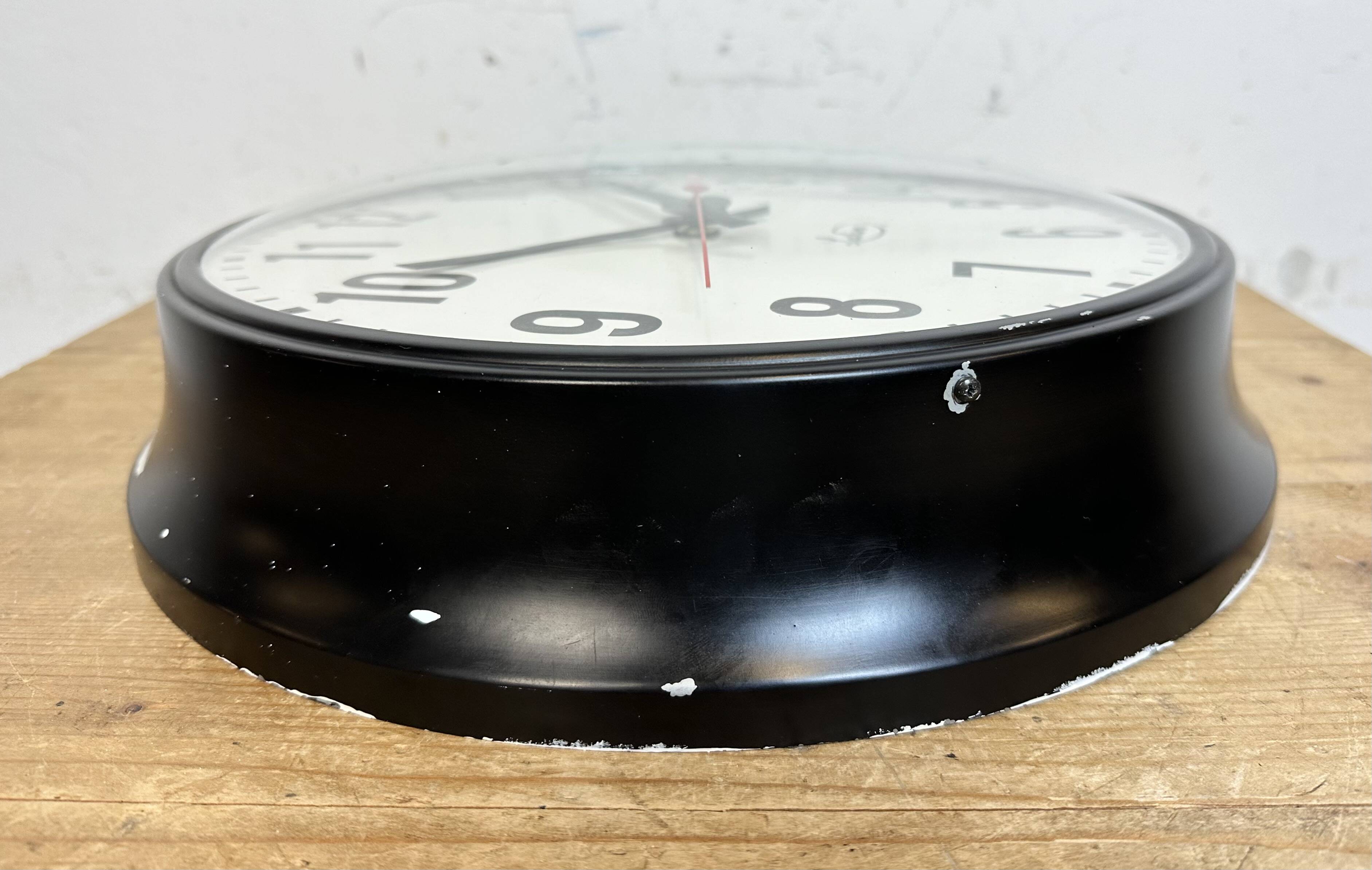 Vintage Black School Wall Clock from Lathem, 1980s